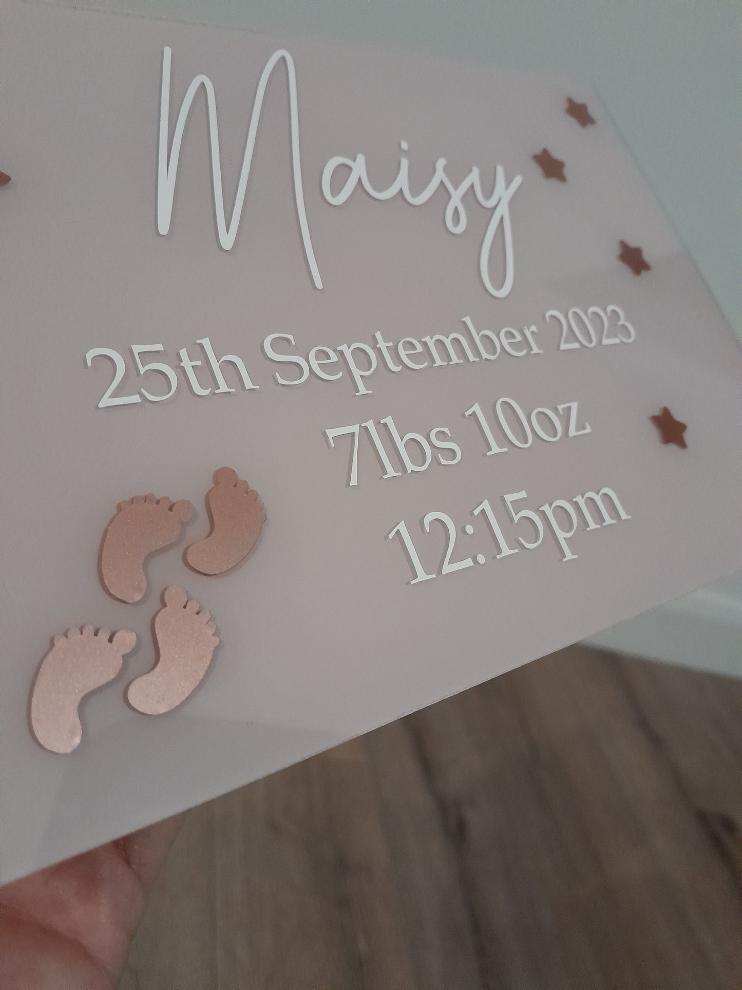 Check out these elegant baby plaques to celebrate the new arrival. This sign displays babies names, date of birth, weight and time and make a lovely new baby gift. 
