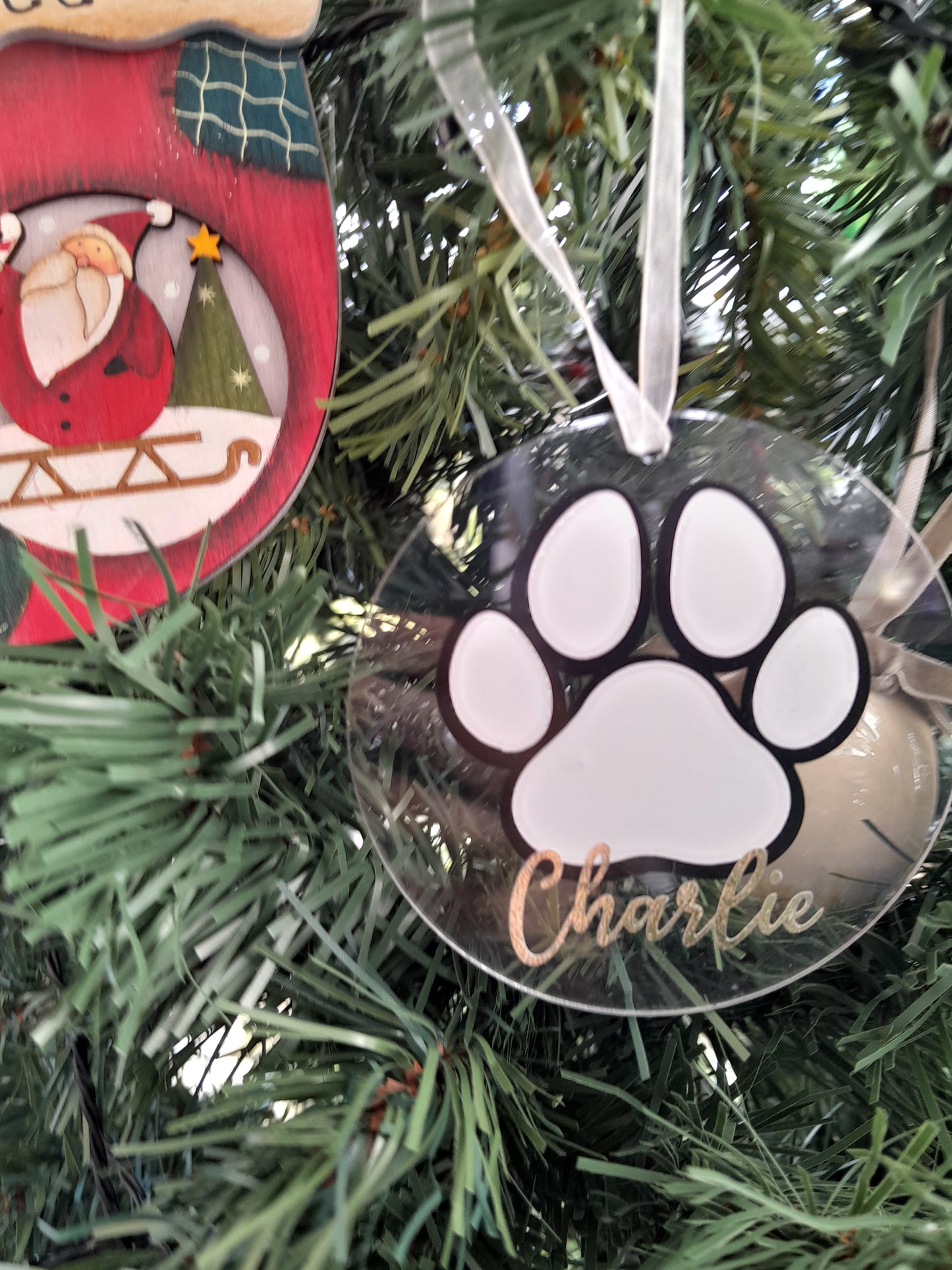 Doggy Paw Print acrylic ornament