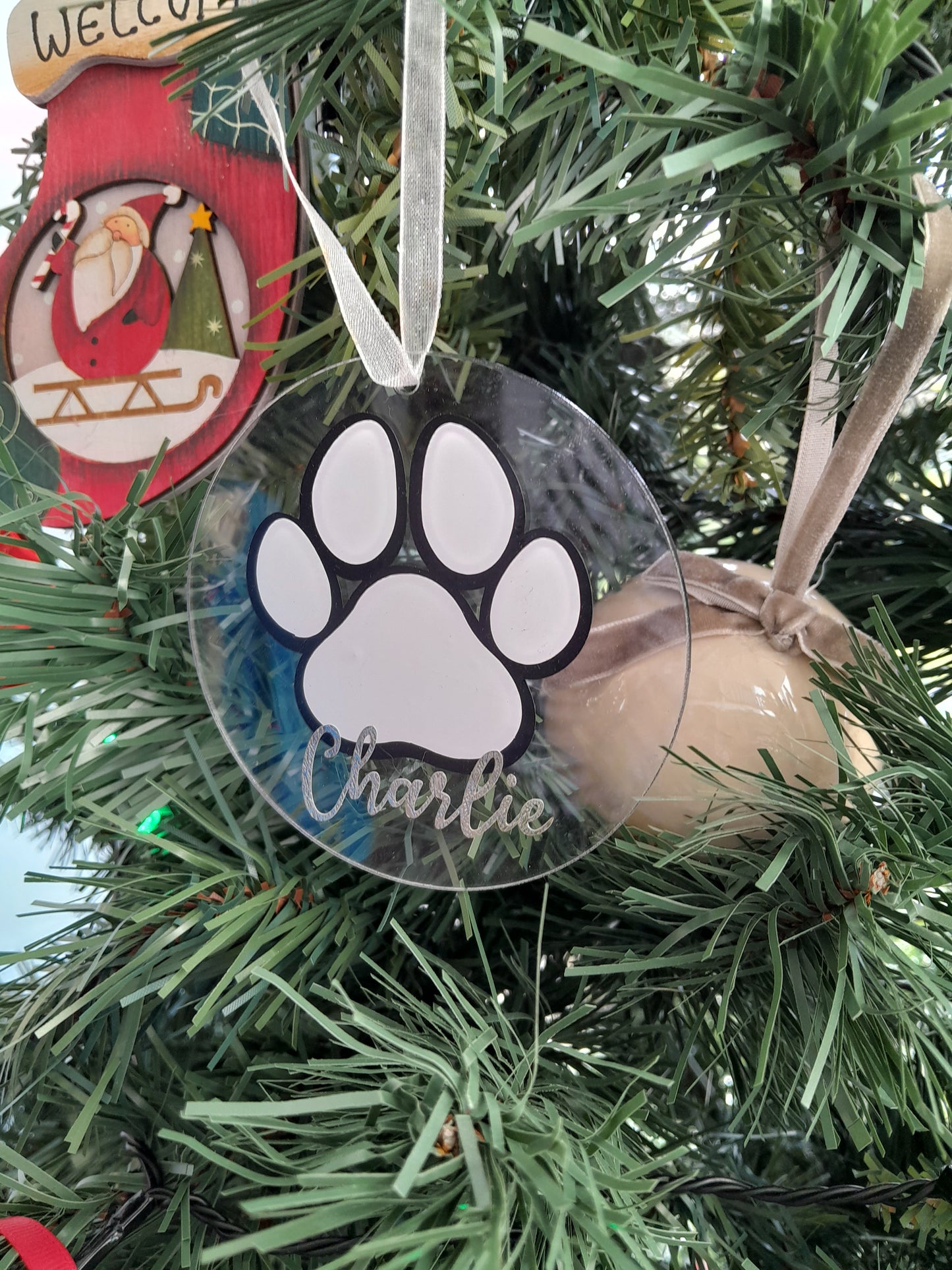 Doggy Paw Print acrylic ornament