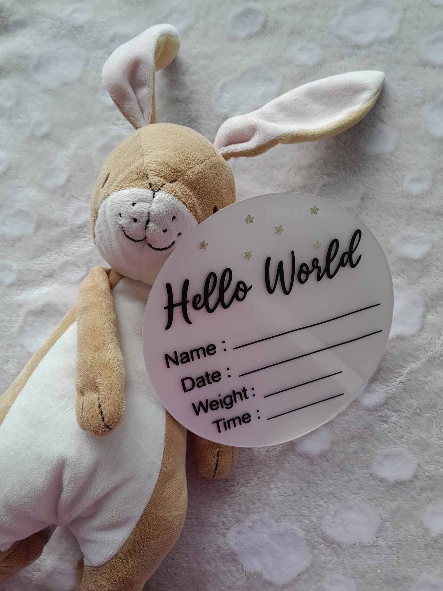 Welcome your little one into the world with our Hello World Birth Announcement Discs! These unique discs feature a playful "Hello World" design, perfect for sharing 