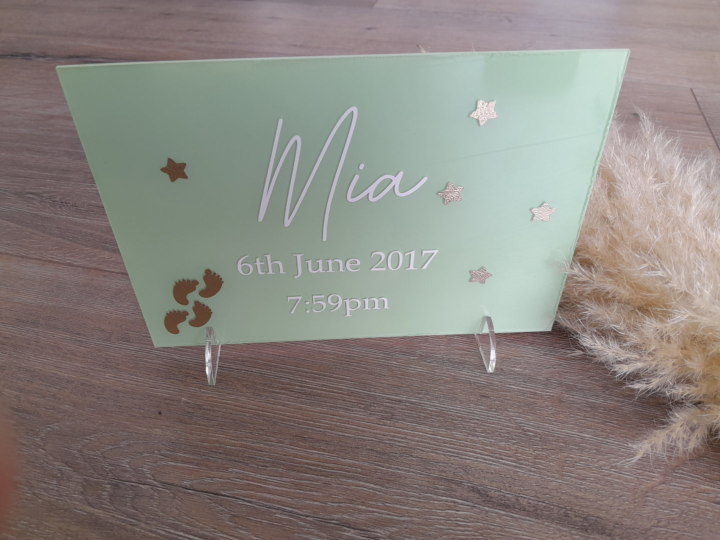 Check out these elegant baby plaques to celebrate the new arrival. This sign displays babies names, date of birth, weight and time and make a lovely new baby gift. 
