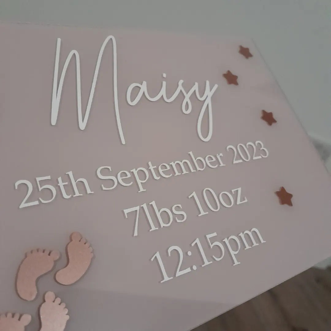 Check out these elegant baby plaques to celebrate the new arrival. This sign displays babies names, date of birth, weight and time and make a lovely new baby gift. 
