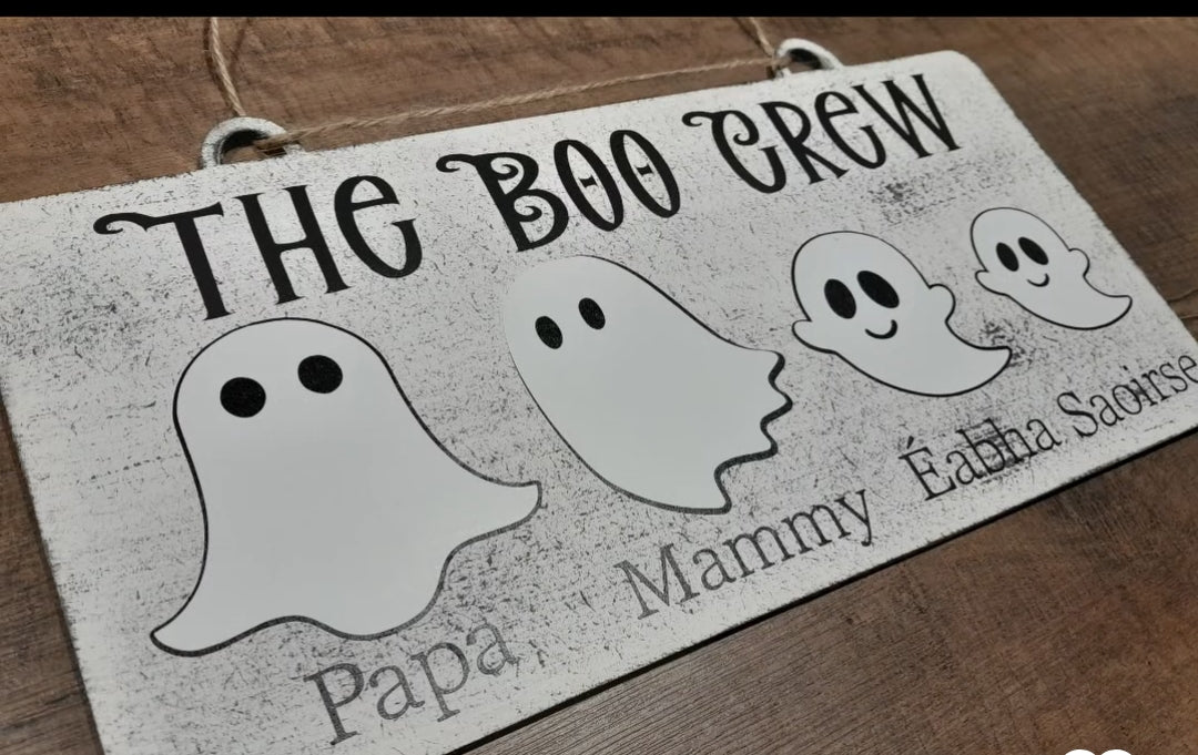 The Boo Crew - Personalised family halloween plaque. 